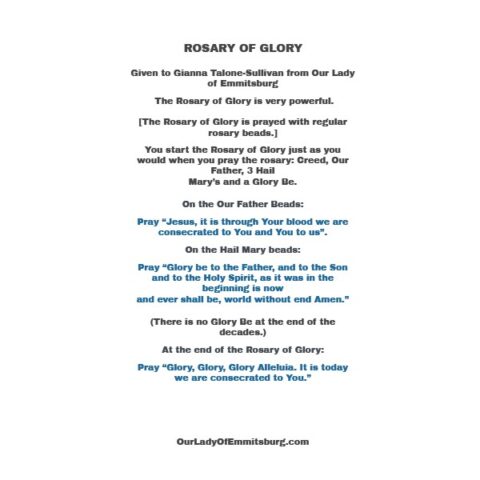 Rosary of Glory Prayer Card - Our Lady Of Emmitsburg